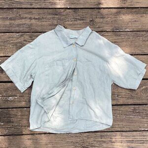 Patagonia White Label Women's Boxy Fit Cropped Short Sleeve Button Up Size Med